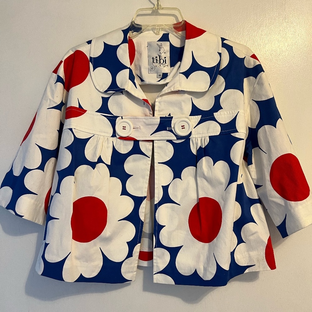 Tibi Cropped Floral Overcoat - Size 10